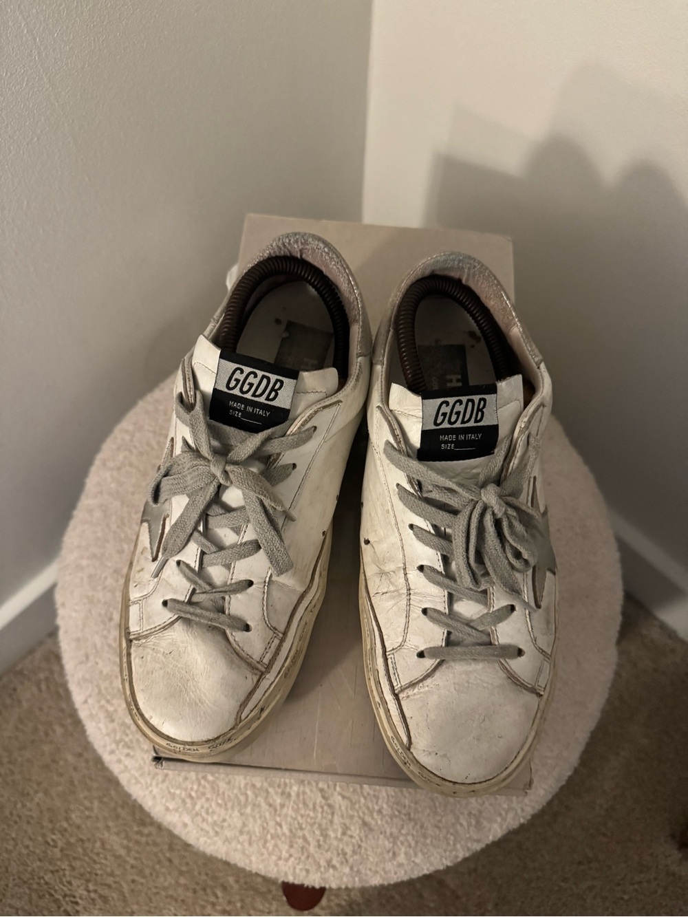 Golden Goose White and Gray Superstar Sneakers - Picture 2 of 5